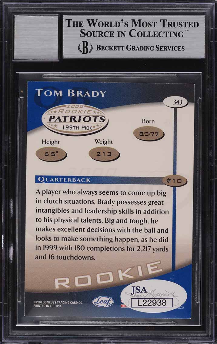 2000 Quantum Leaf Tom Brady ROOKIE AUTO #343 BAS BGS AUTH