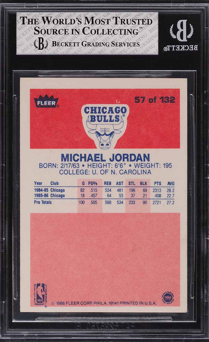 1986 Fleer Basketball Michael Jordan ROOKIE #57 BGS 6.5 EXMT+