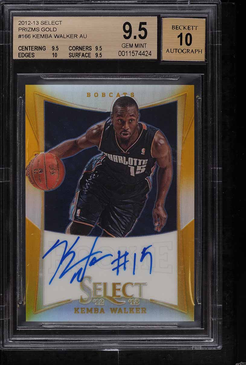 2012 Select Gold Prizms Kemba Walker ROOKIE RC AUTO /10 #166 BGS 