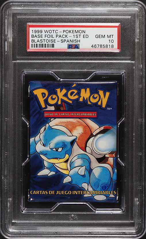 1999 Pokemon Base Set Booster Pack 1st Edition Spanish Blastoise PSA 10 GEM  MINT on Fanatics Collect