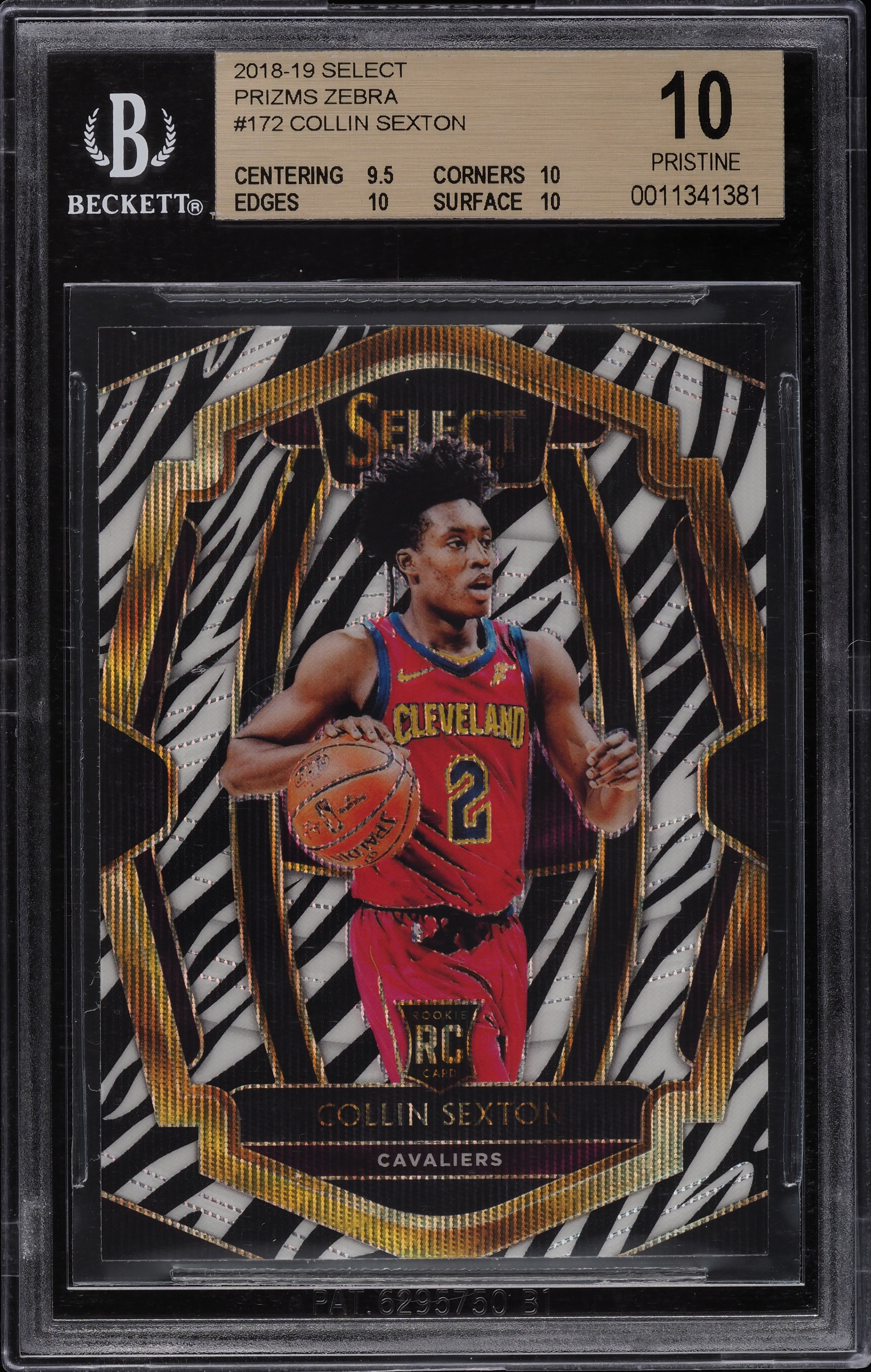 2018 Select Zebra Prizms Collin Sexton SP ROOKIE RC #172 BGS 10