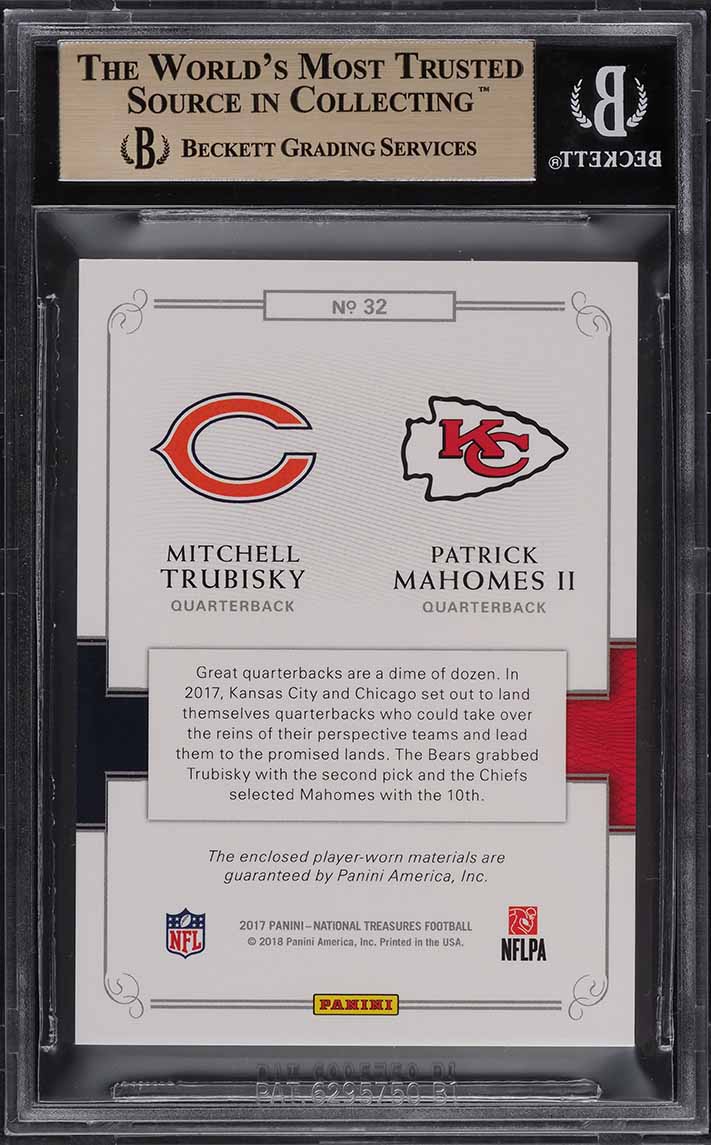 2017 National Treasures Patrick Mahomes II Trubisky ROOKIE RC PATCH /99 BGS 9.5