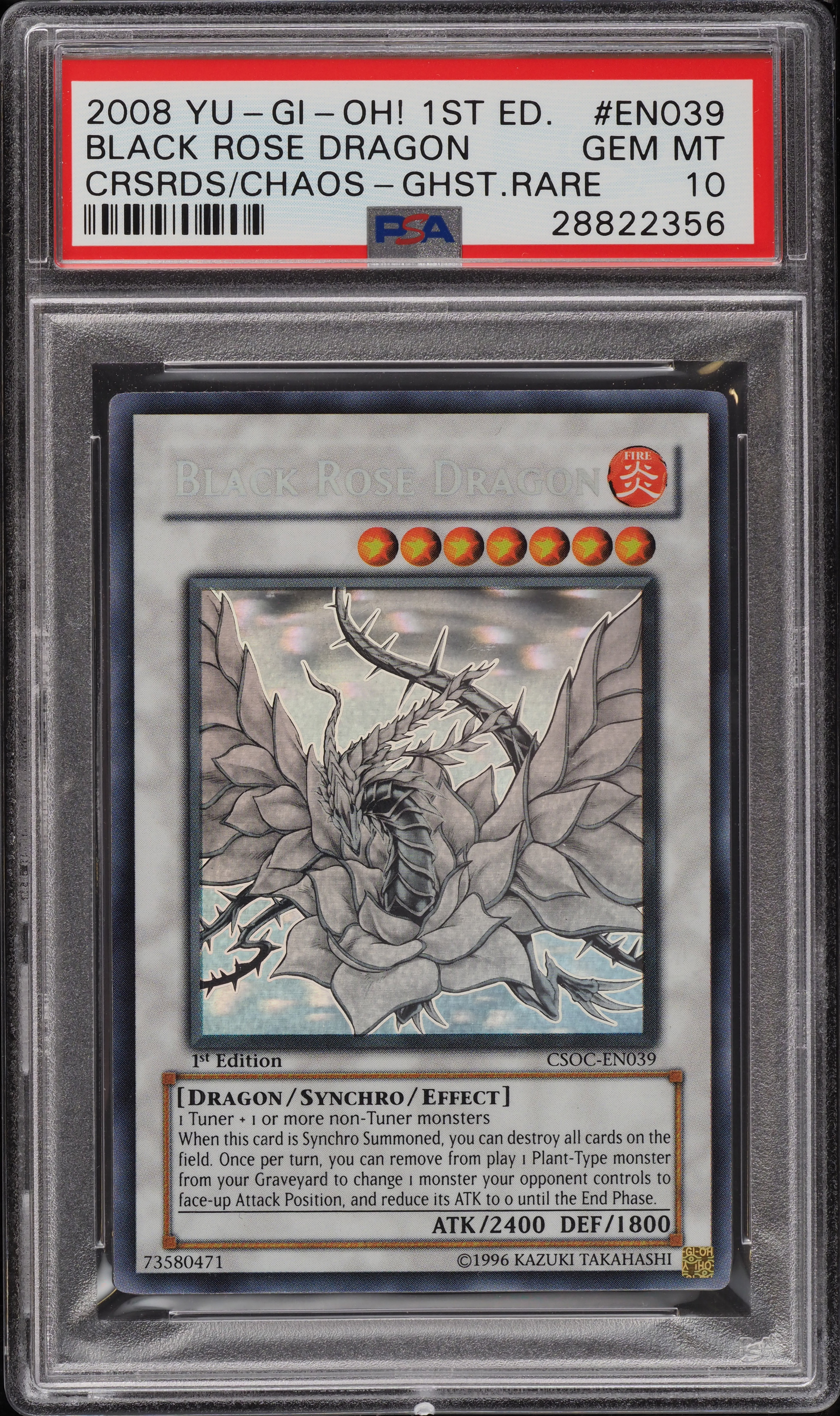 2008 Yu-Gi-Oh! 1st Edition Ghost Rare Black Rose Dragon #CSOC