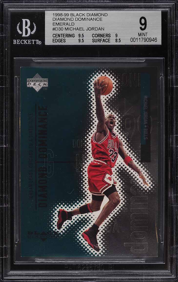 1998 Black Diamond Dominance Emerald Michael Jordan /100 #D30 BGS 9 MINT