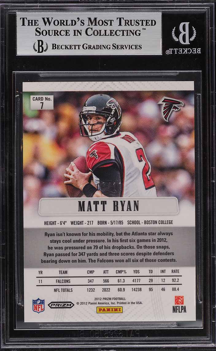 2012 Panini Prizm Gold Prizms Matt Ryan /10 #7 BGS 9 MINT