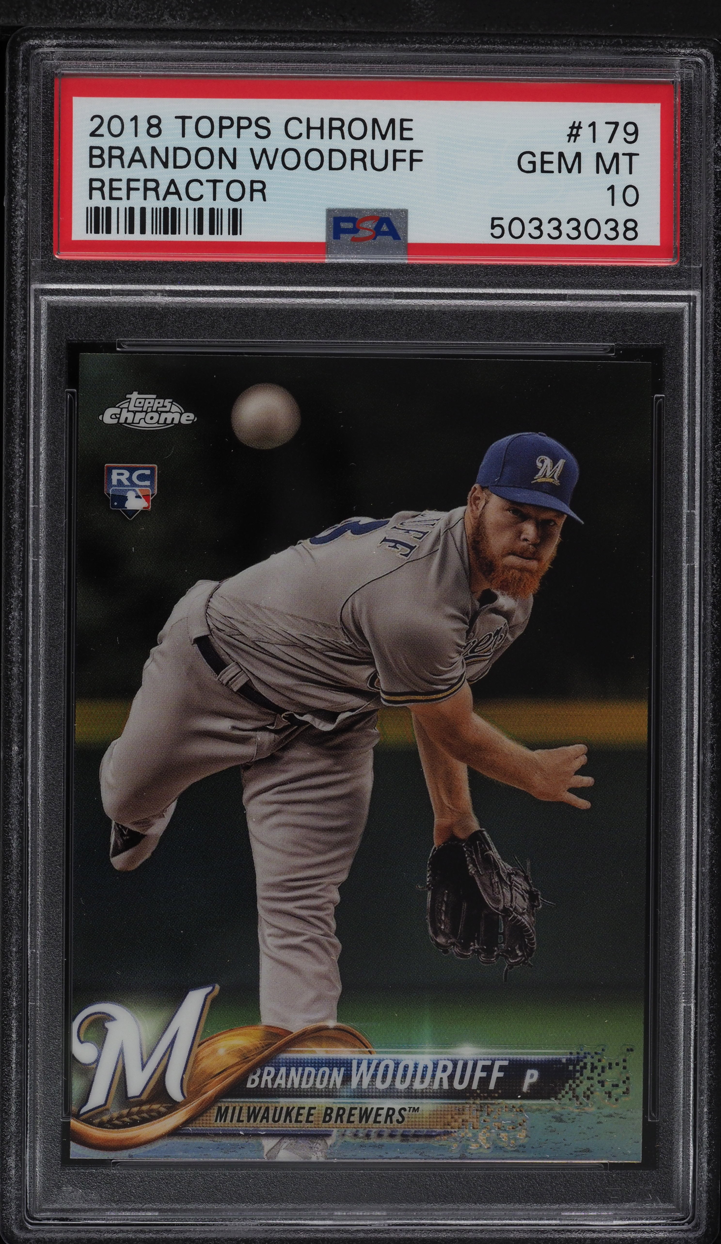 2018 Topps Chrome Refractors Brandon Woodruff ROOKIE RC #179 PSA 