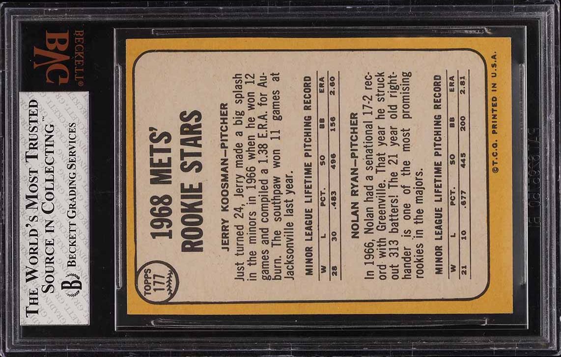 1968 Topps Nolan Ryan ROOKIE #177 BVG 8 NM-MT