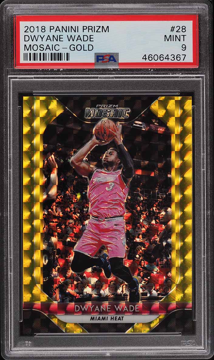 2018 Panini Prizm Mosaic Gold Dwyane Wade /10 #28 PSA 9 MINT