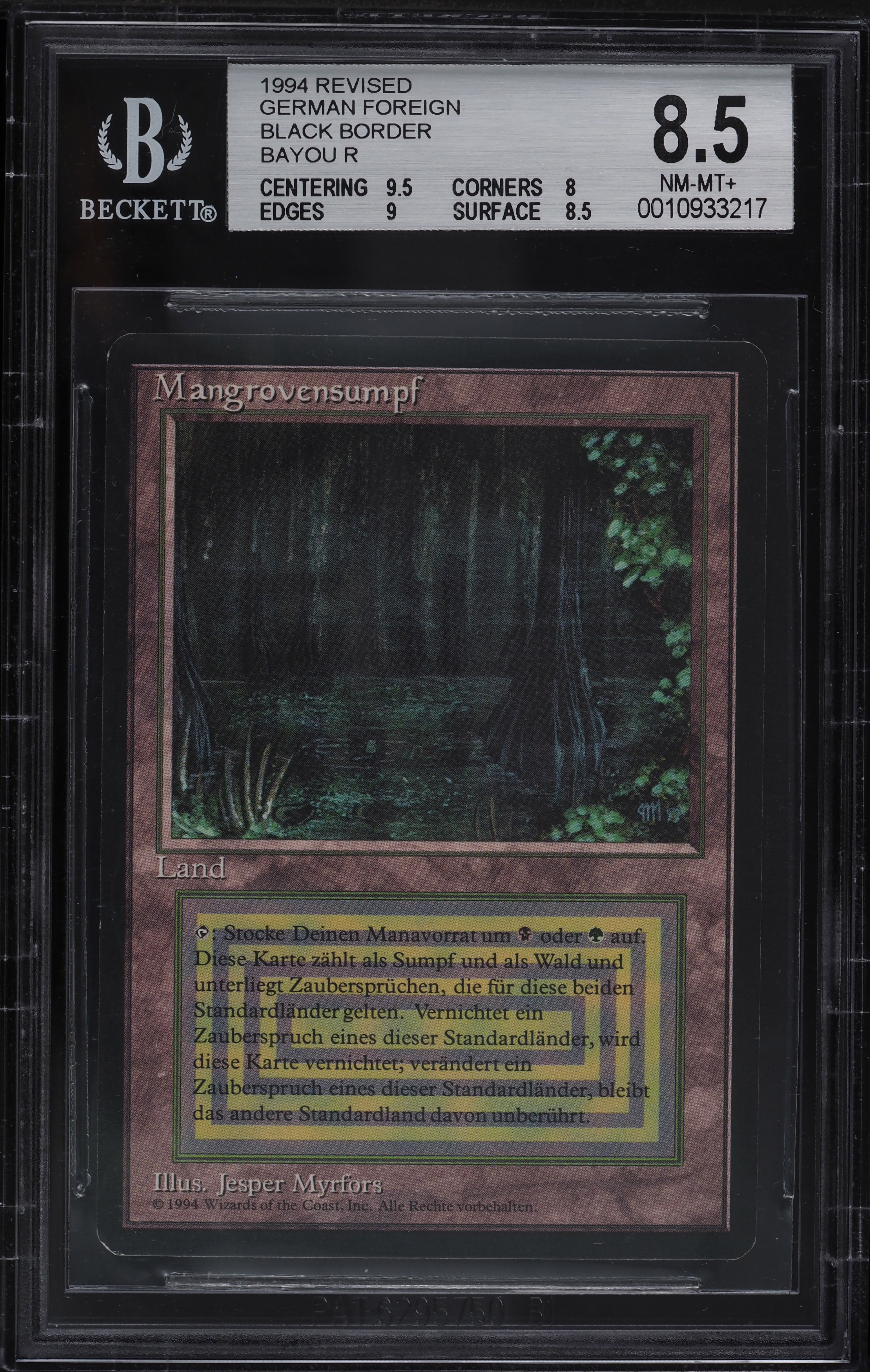 1994 Magic The Gathering MTG Revised FBB German Dual Land Bayou