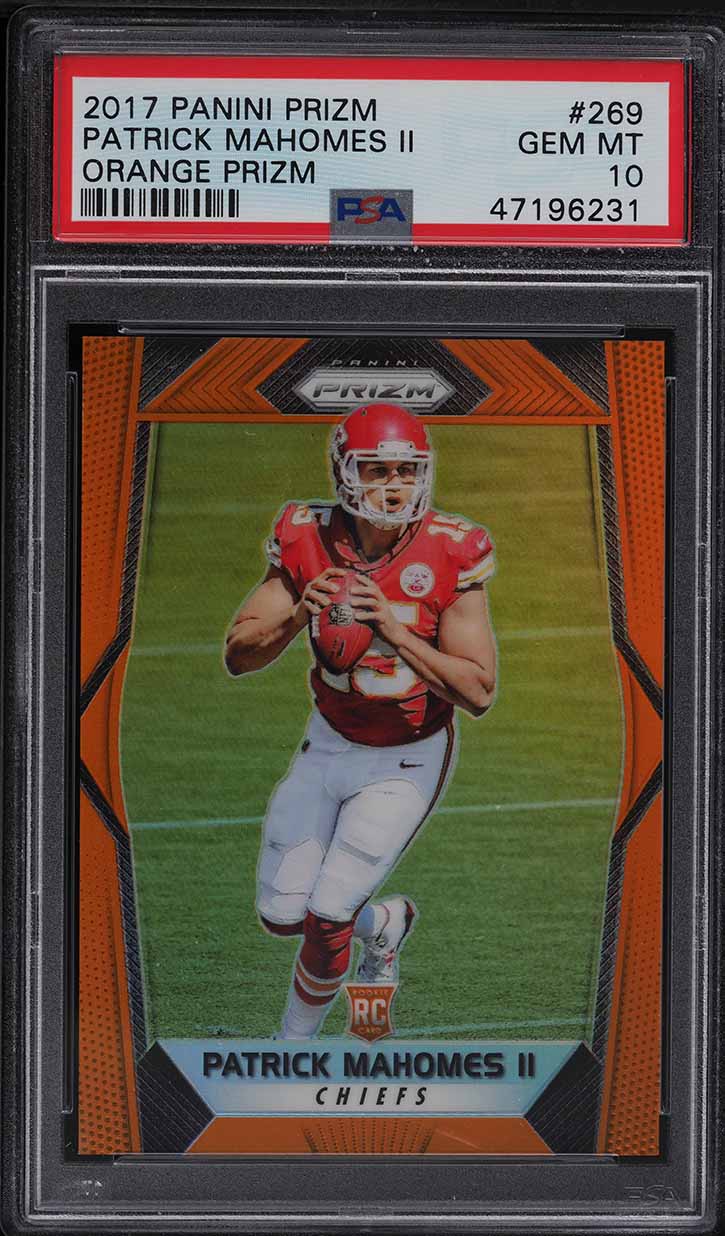 2017 Panini Prizm Orange Prizms Patrick Mahomes II ROOKIE /275 #269 PSA 10