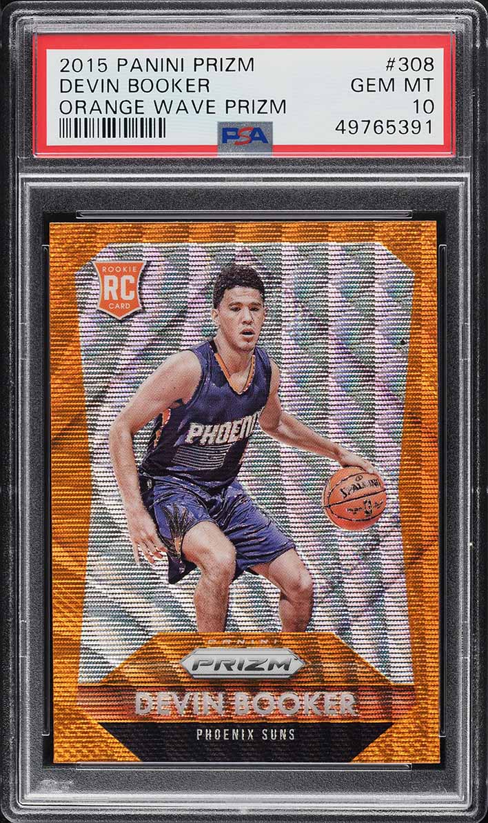 2015 Panini Prizm Orange Wave Devin Booker ROOKIE #308 PSA 10 GEM MINT