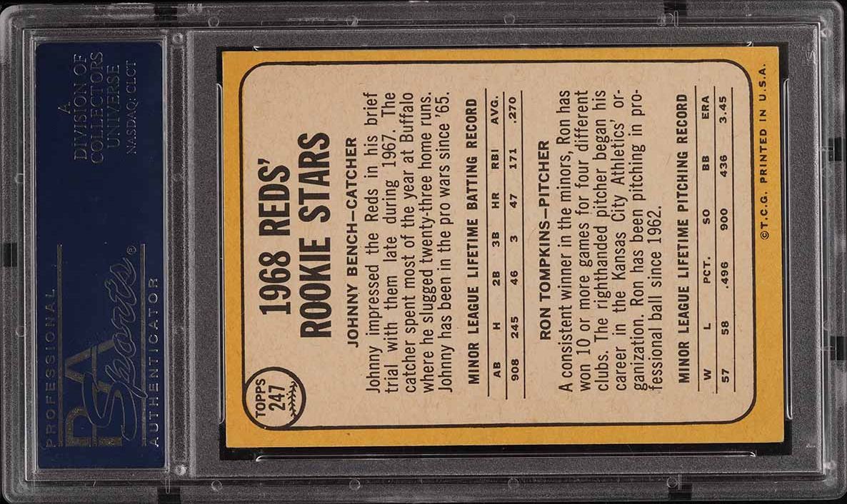 1968 Topps Johnny Bench ROOKIE #247 PSA 7 NRMT