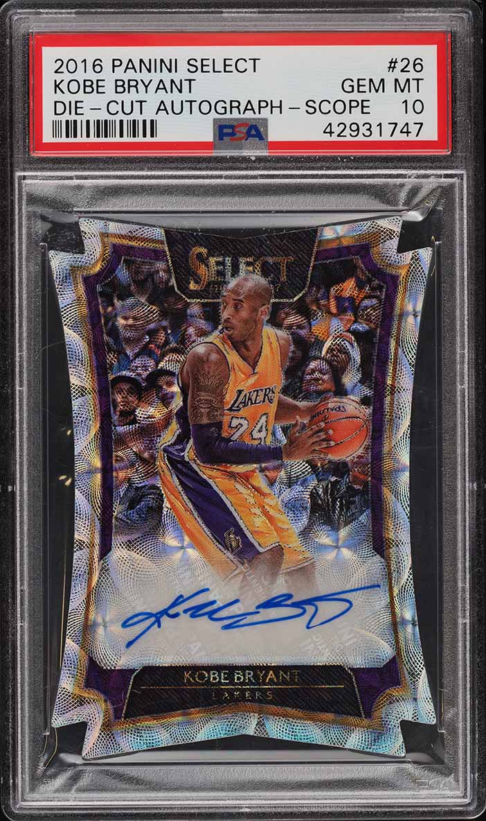 2016 Select Die-Cut Scope Kobe Bryant AUTO JERSEY # 8/25 #26 PSA 10 GEM MINT