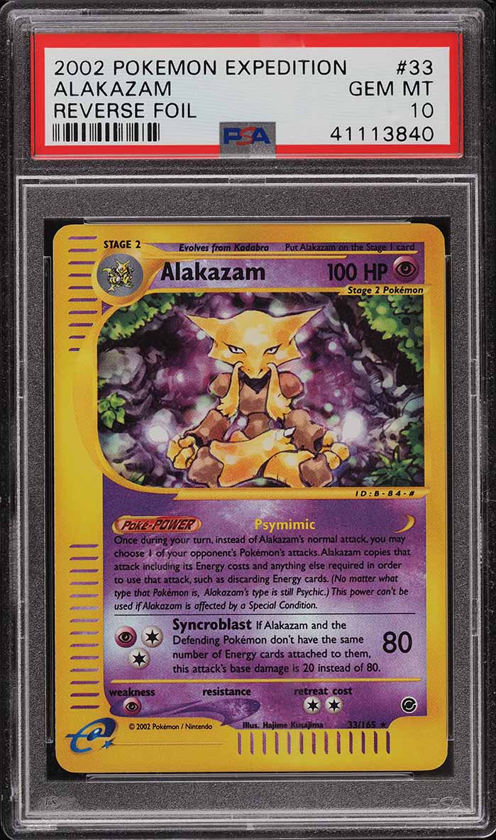 2002 Pokemon Expedition Reverse Foil Alakazam #33 PSA 10 GEM MINT