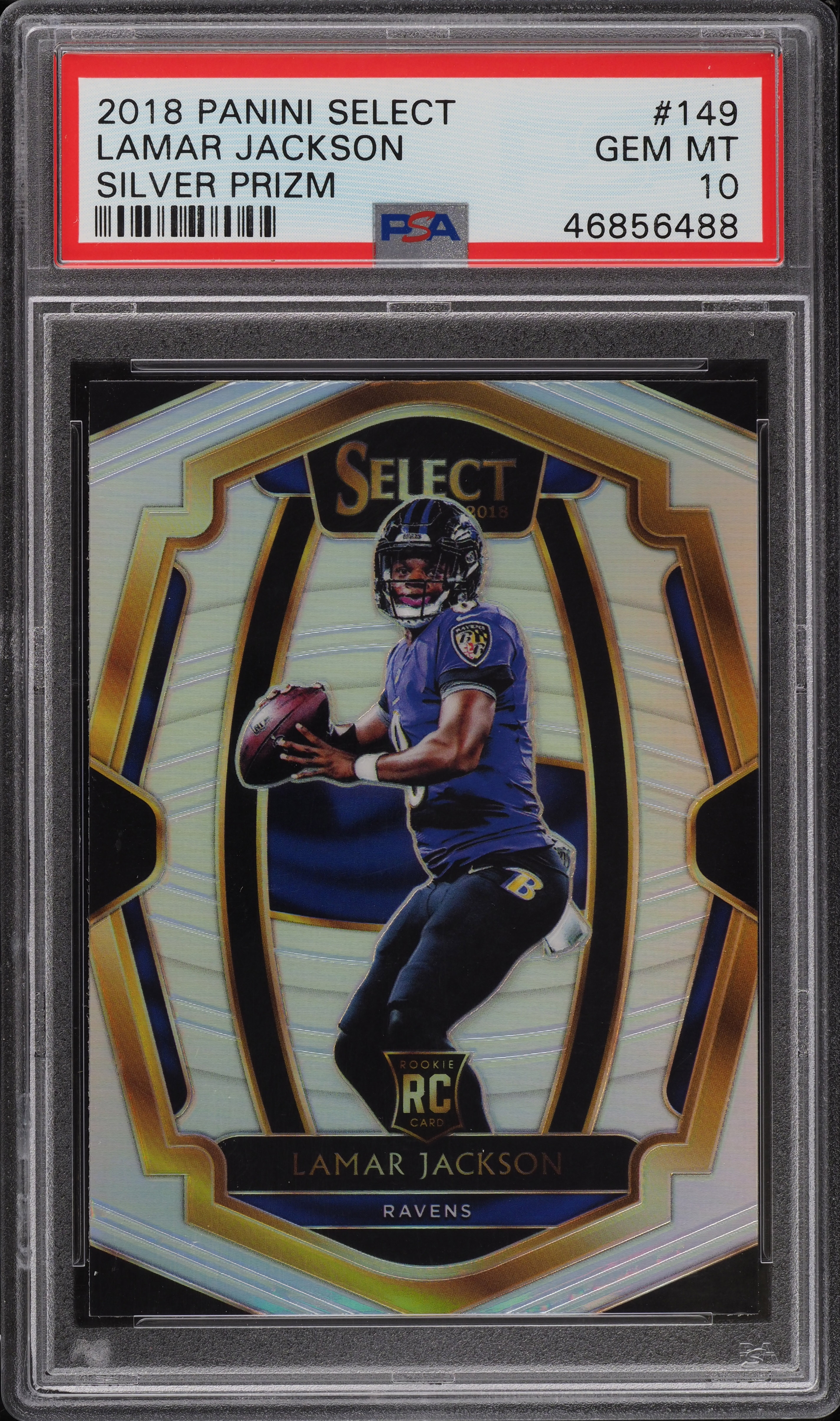 2018 Select Silver Premier Prizm Lamar Jackson ROOKIE RC #149 PSA 10 GEM MINT on Fanatics Collect 2018 Select Silver Premier Prizm Lamar Jackson ROOKIE RC #149 PSA 10 GEM MINT on Fanatics Collect