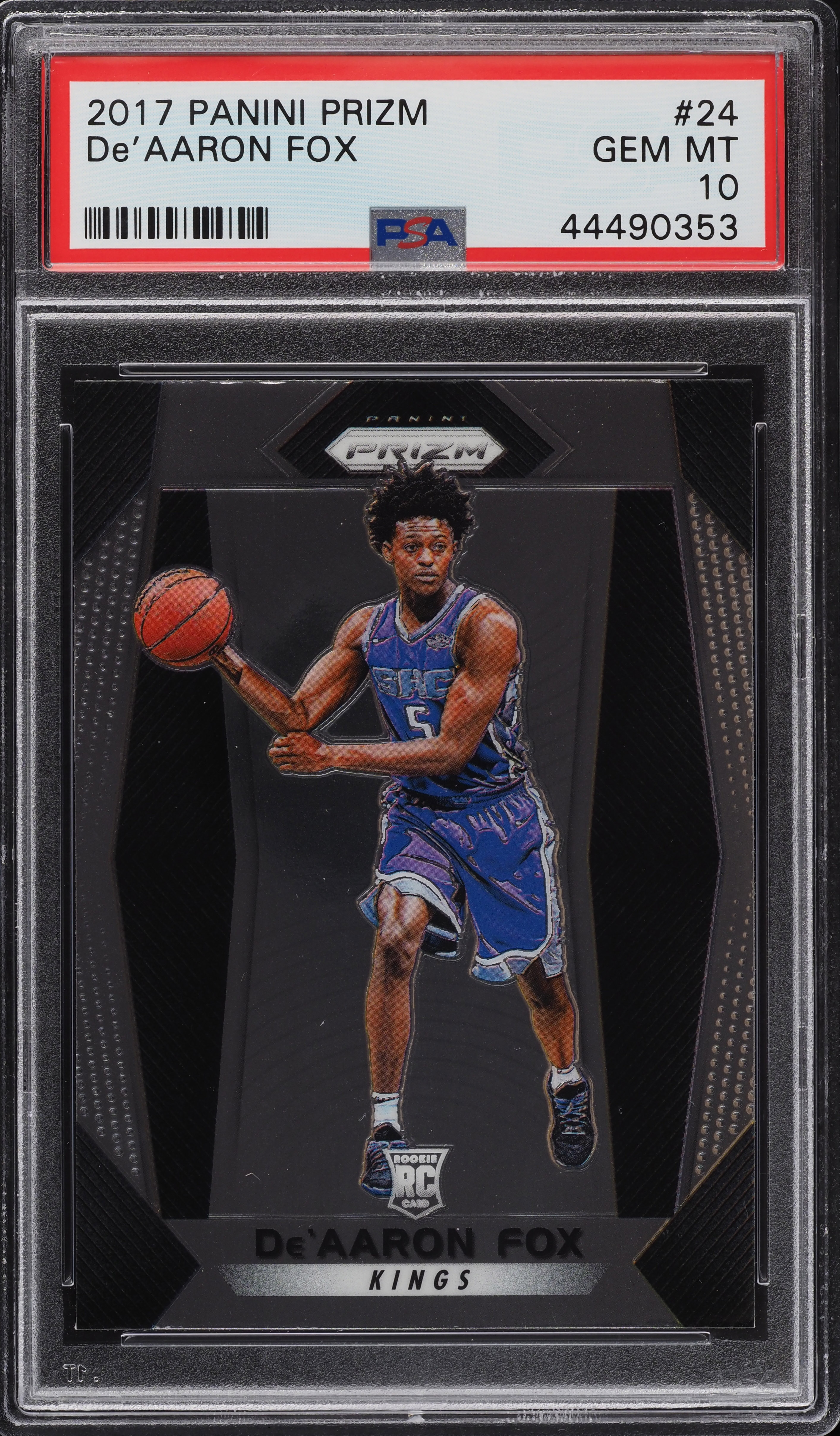 2017 Panini Prizm De'Aaron Fox ROOKIE RC #24 PSA 10 GEM MINT on