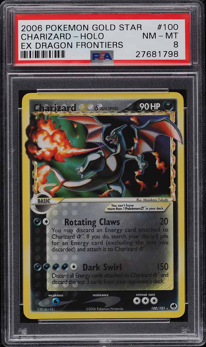 2006 Pokemon EX Dragon Frontiers Holo Charizard Gold Star #100 PSA 8 NM-MT