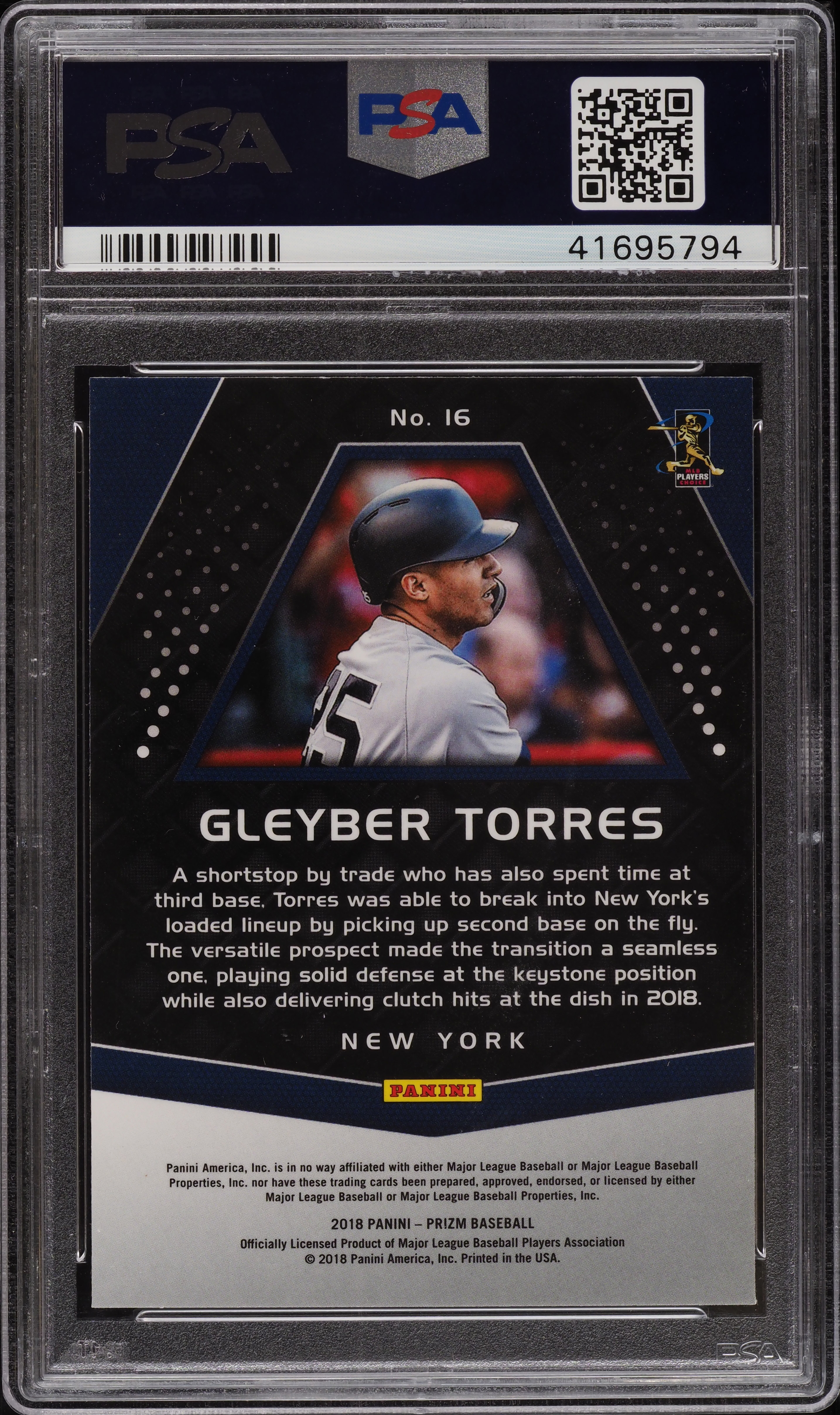 2018 Panini Chronicles Prizm Gleyber Torres ROOKIE RC #16 PSA 10