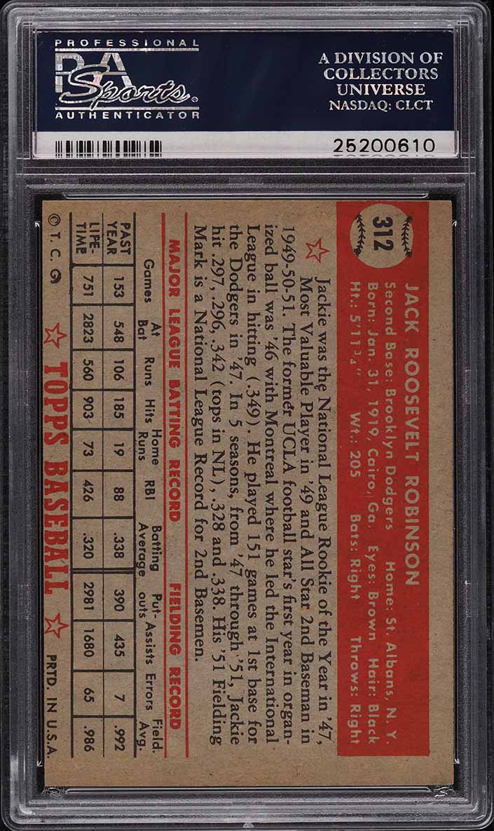 1952 Topps Jackie Robinson #312 PSA 5 EX