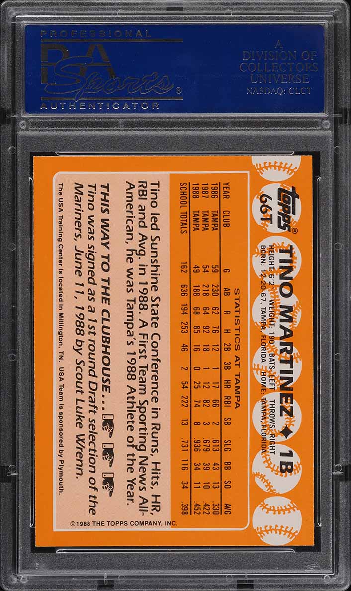 1988 Topps Traded Tiffany Tino Martinez ROOKIE #66T PSA 10 GEM