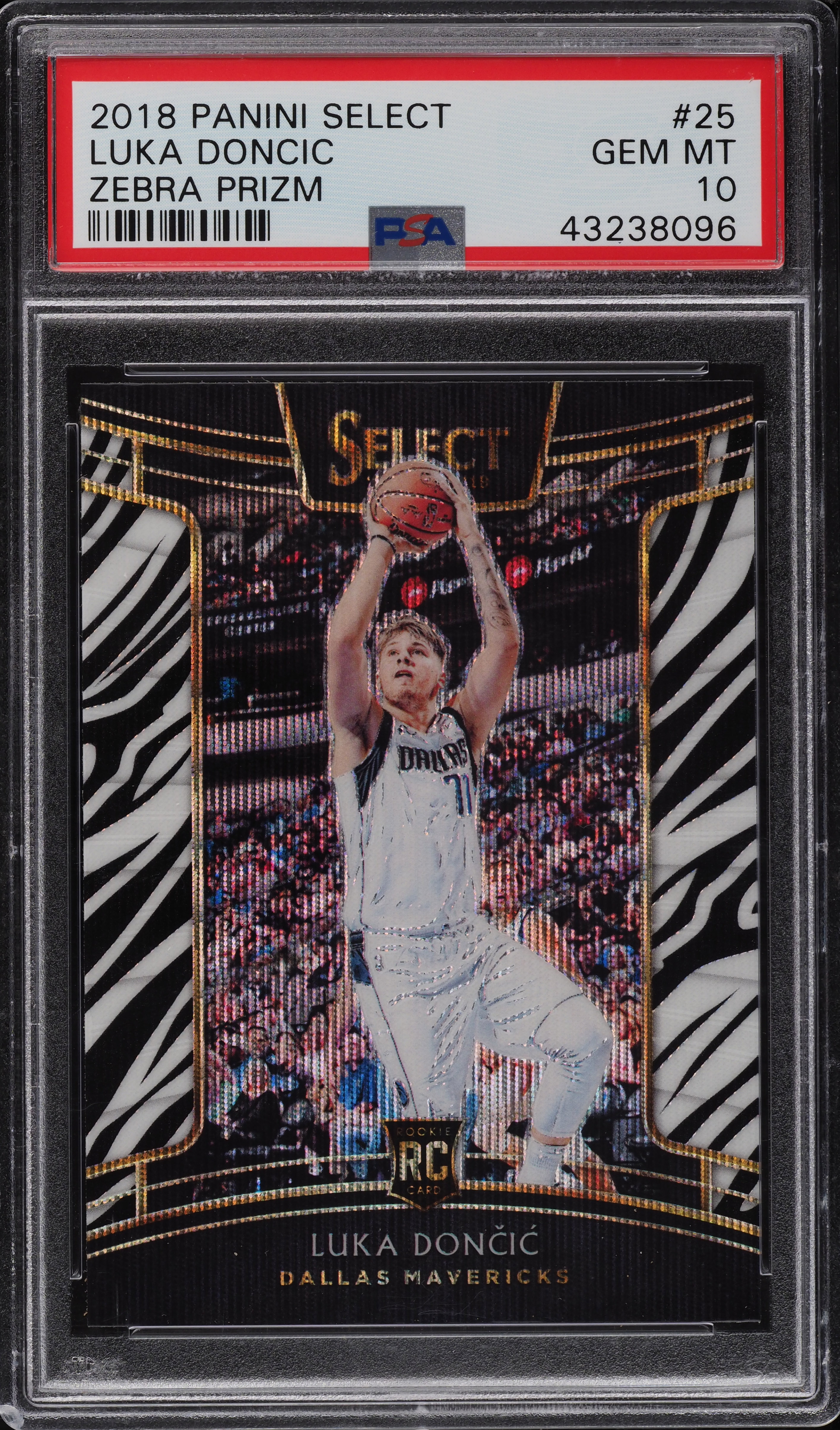 2018 Select Concourse Zebra Prizm Luka Doncic SP ROOKIE #25 PSA 10