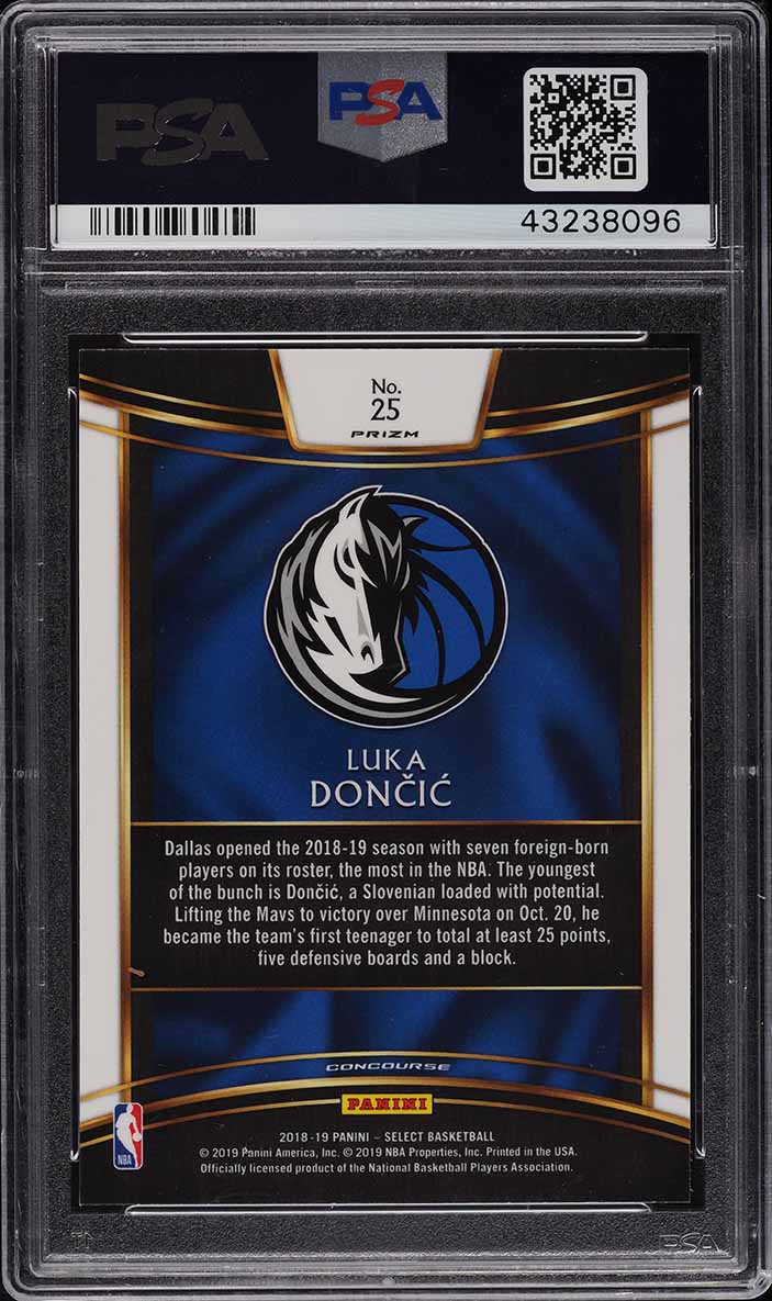 2018 Select Concourse Zebra Prizm Luka Doncic SP ROOKIE #25 PSA 10