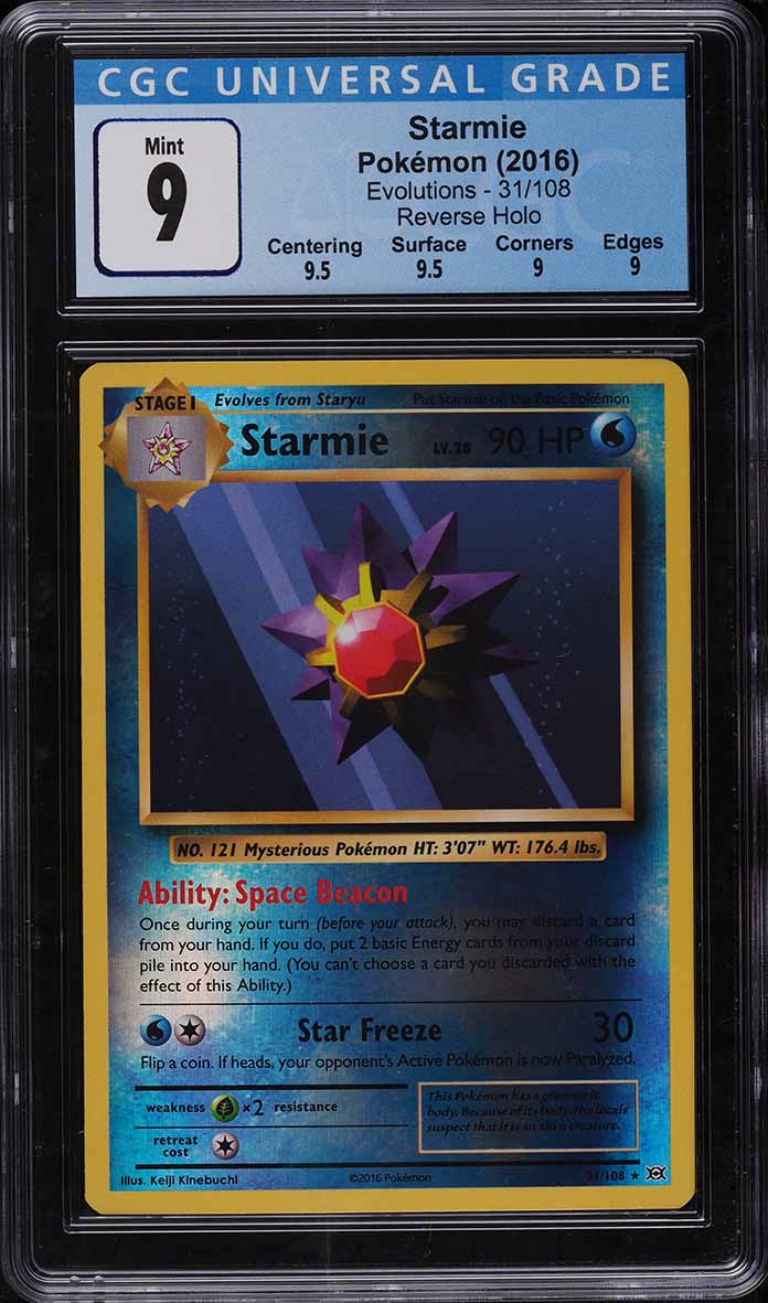 2016 Pokemon XY Evolutions Reverse Holo Starmie #31 CGC 9 MINT