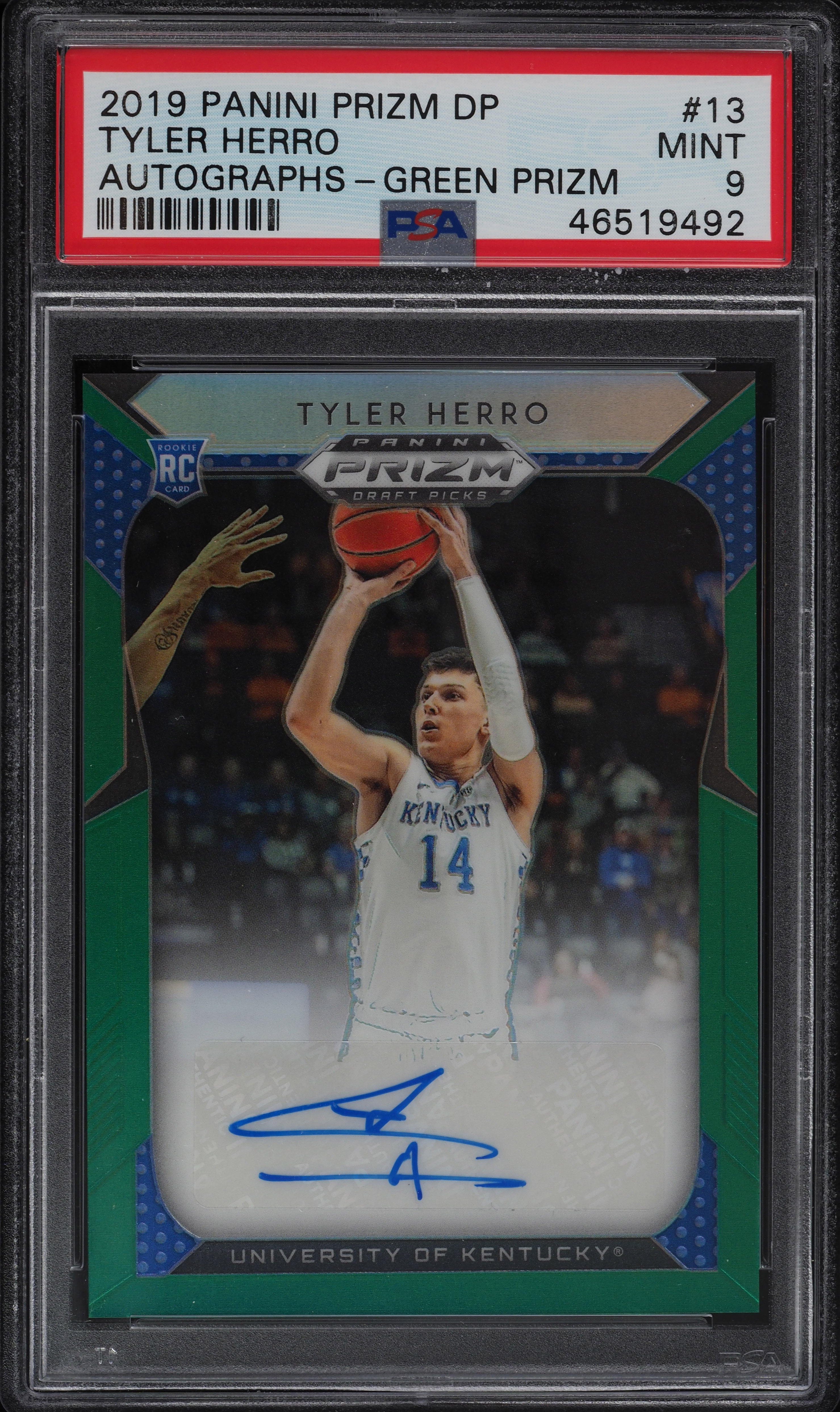 2019 Panini Prizm Draft Green Prizms Tyler Herro ROOKIE AUTO #13