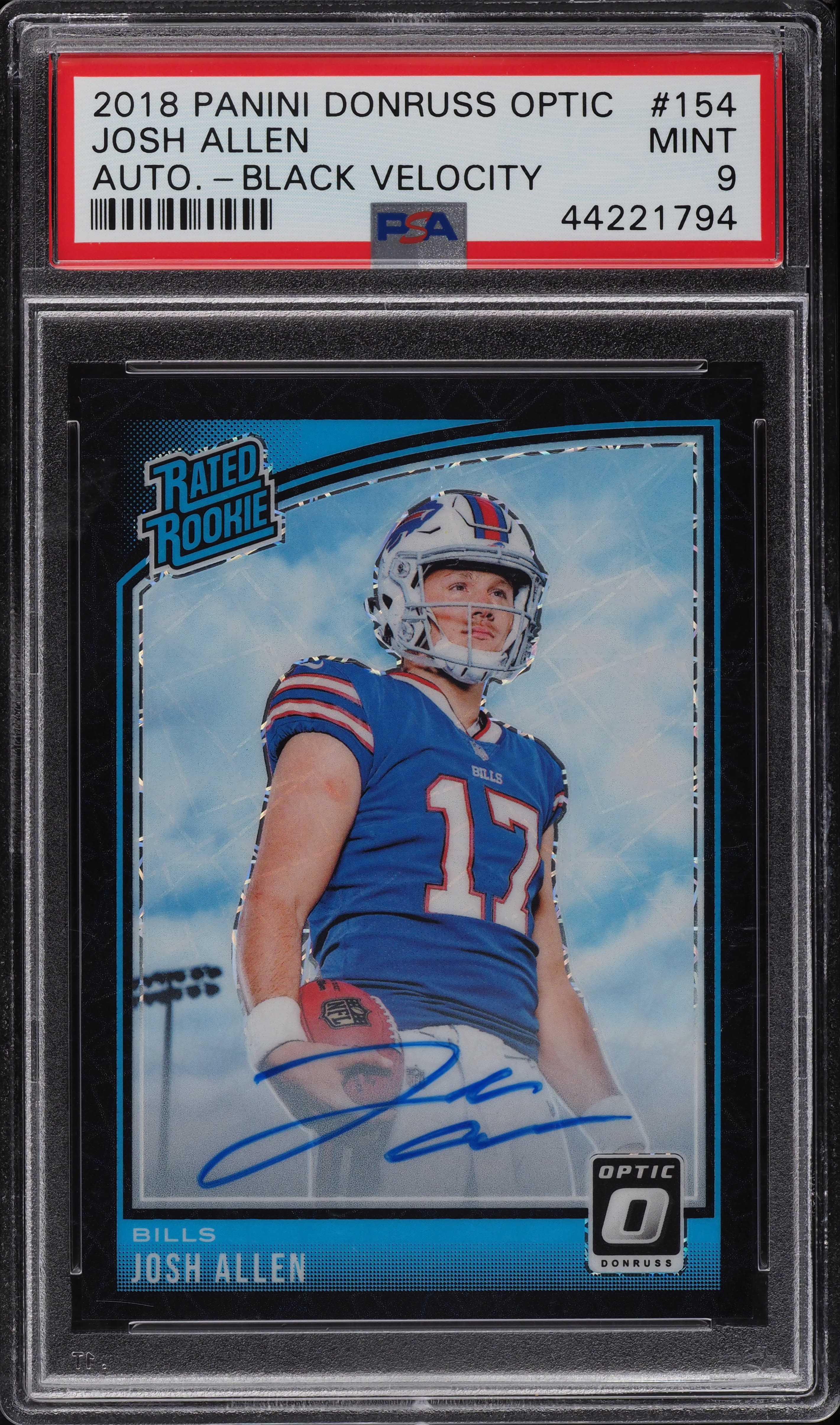 2018 Donruss Optic Black Velocity Josh Allen ROOKIE RC AUTO /25