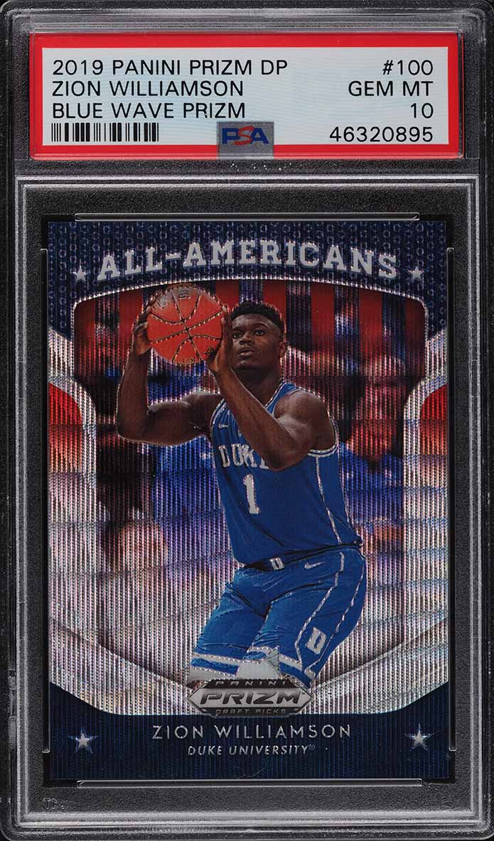 2019 Panini Prizm Draft Blue Wave Prizms Zion Williamson RC #100 PSA 10
