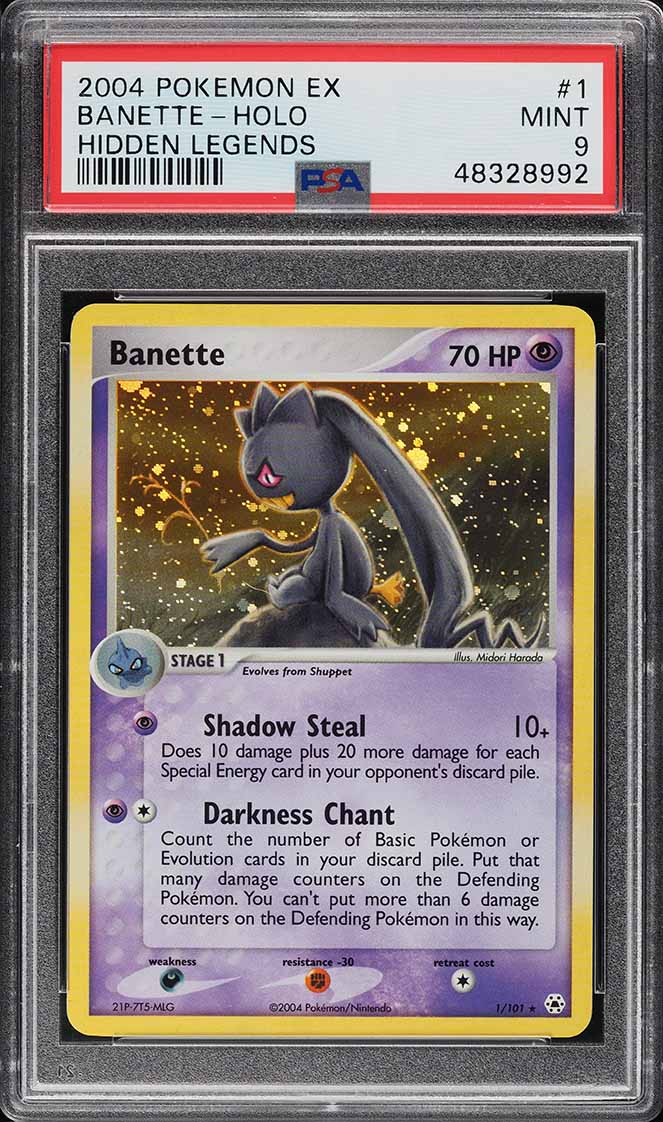 2004 Pokemon EX Hidden Legends Holo Banette #1 PSA 9 MINT on