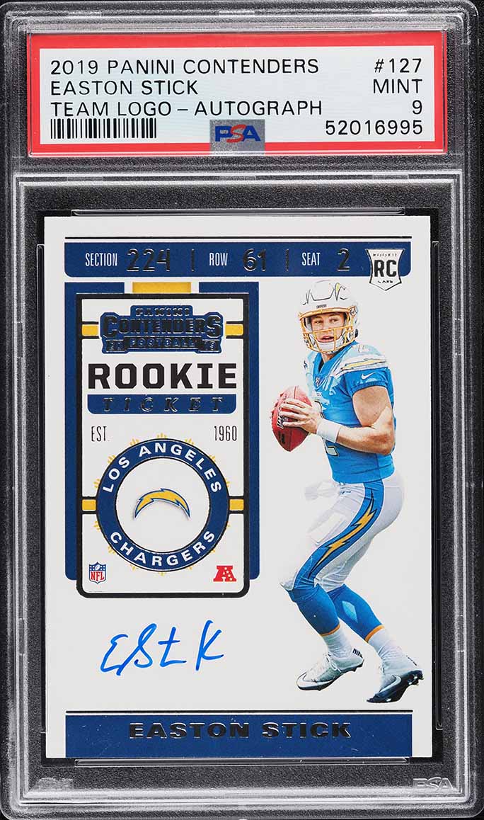 2019 Panini Contenders Team Logo Easton Stick ROOKIE RC AUTO #127 PSA 9 MINT