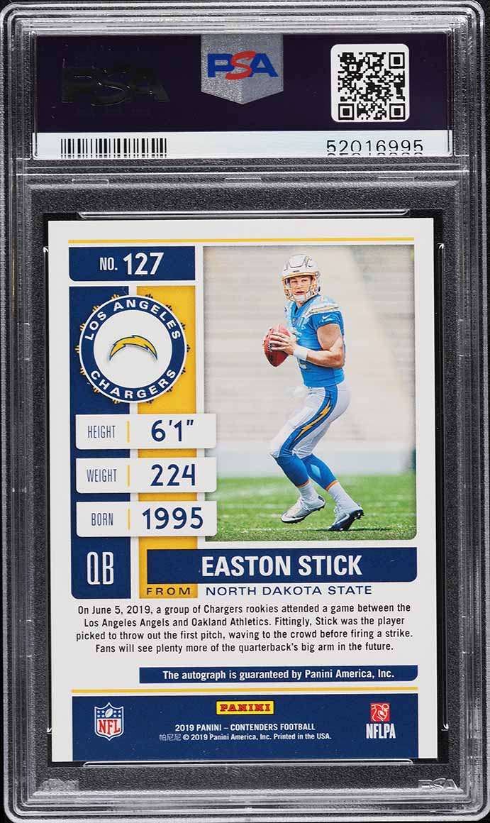 2019 Panini Contenders Team Logo Easton Stick ROOKIE RC AUTO #127 PSA 9 MINT