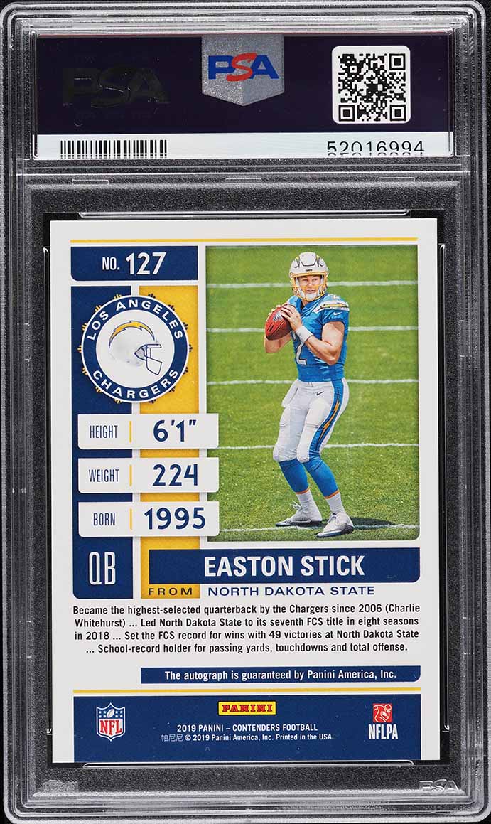 2019 Panini Contenders Team Helmet Easton Stick ROOKIE RC AUTO #127 PSA 9 MINT