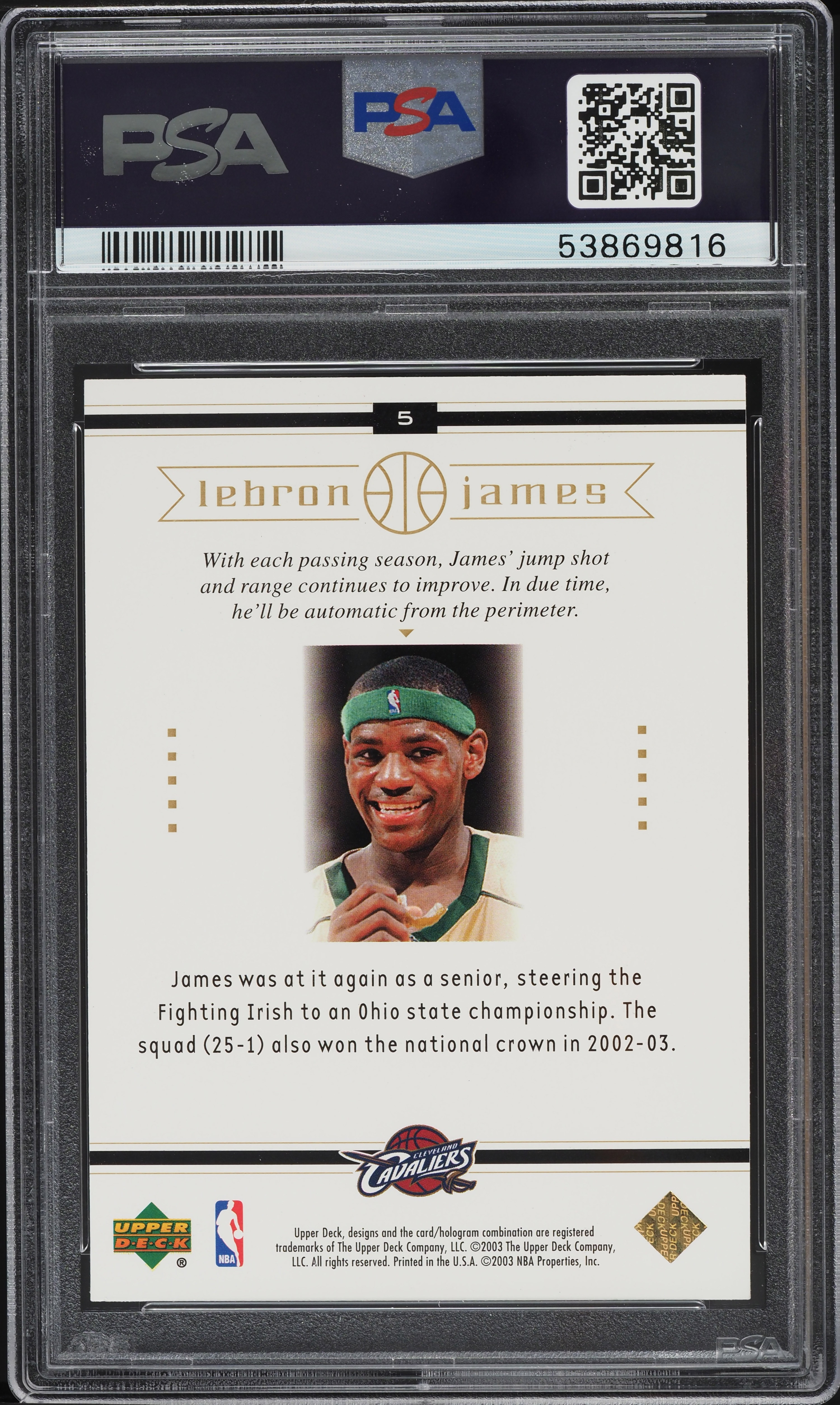 2003 Upper Deck Box Set LeBron James ROOKIE RC #5 PSA 9 MINT on