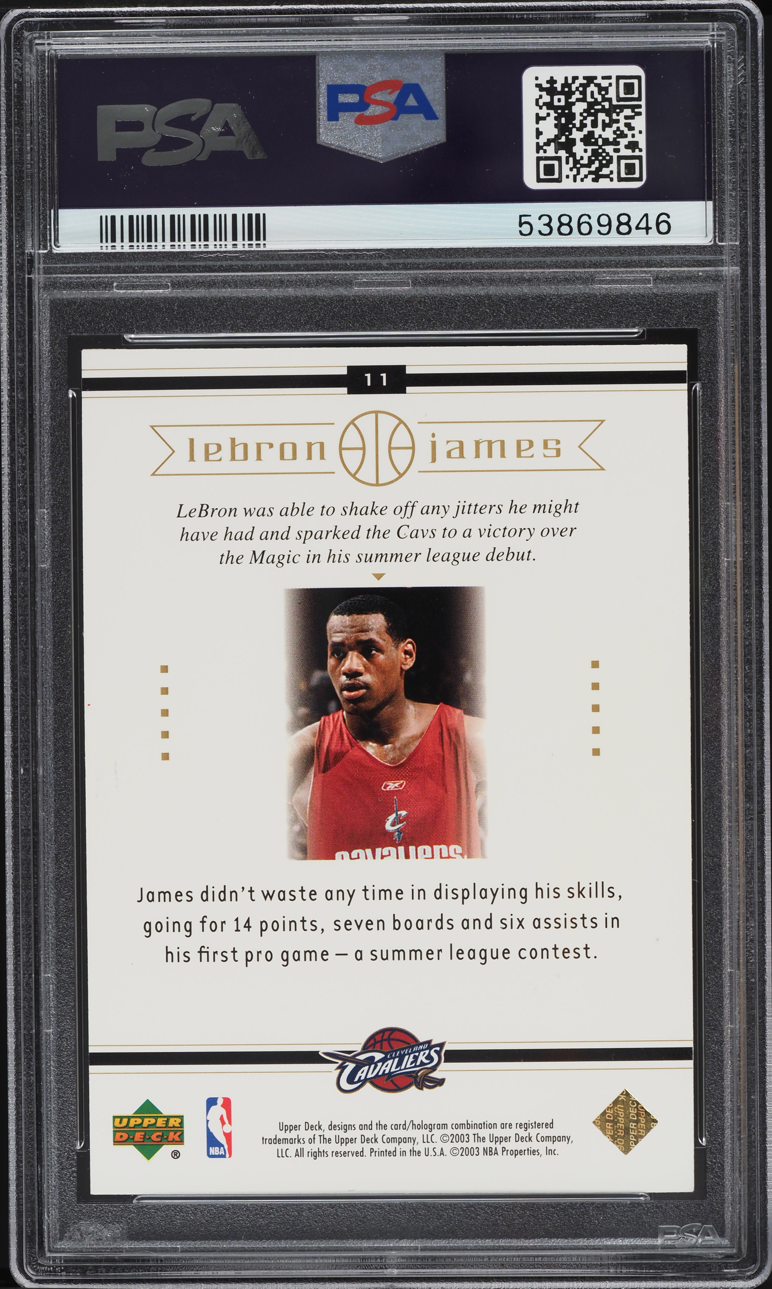 2003 Upper Deck Box Set LeBron James ROOKIE RC #11 PSA 9 MINT on
