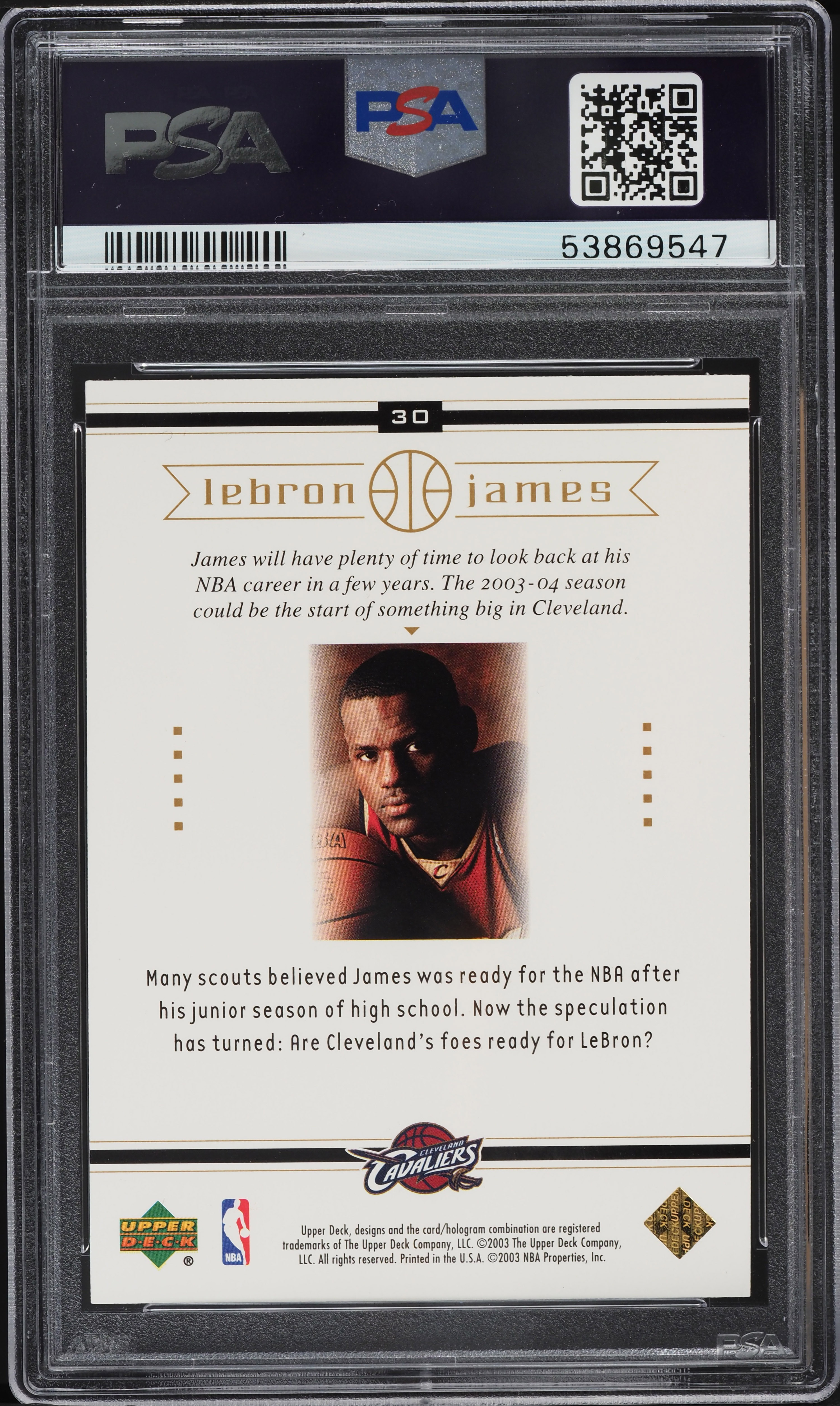 2003 Upper Deck Box Set LeBron James ROOKIE RC #30 PSA 9 MINT on