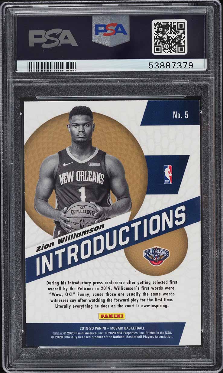 2019 Panini Mosaic Introductions Zion Williamson ROOKIE RC #5 PSA