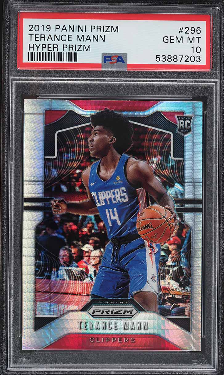 2019 Panini Prizm Hyper Terance Mann ROOKIE RC #296 PSA 10 GEM MINT