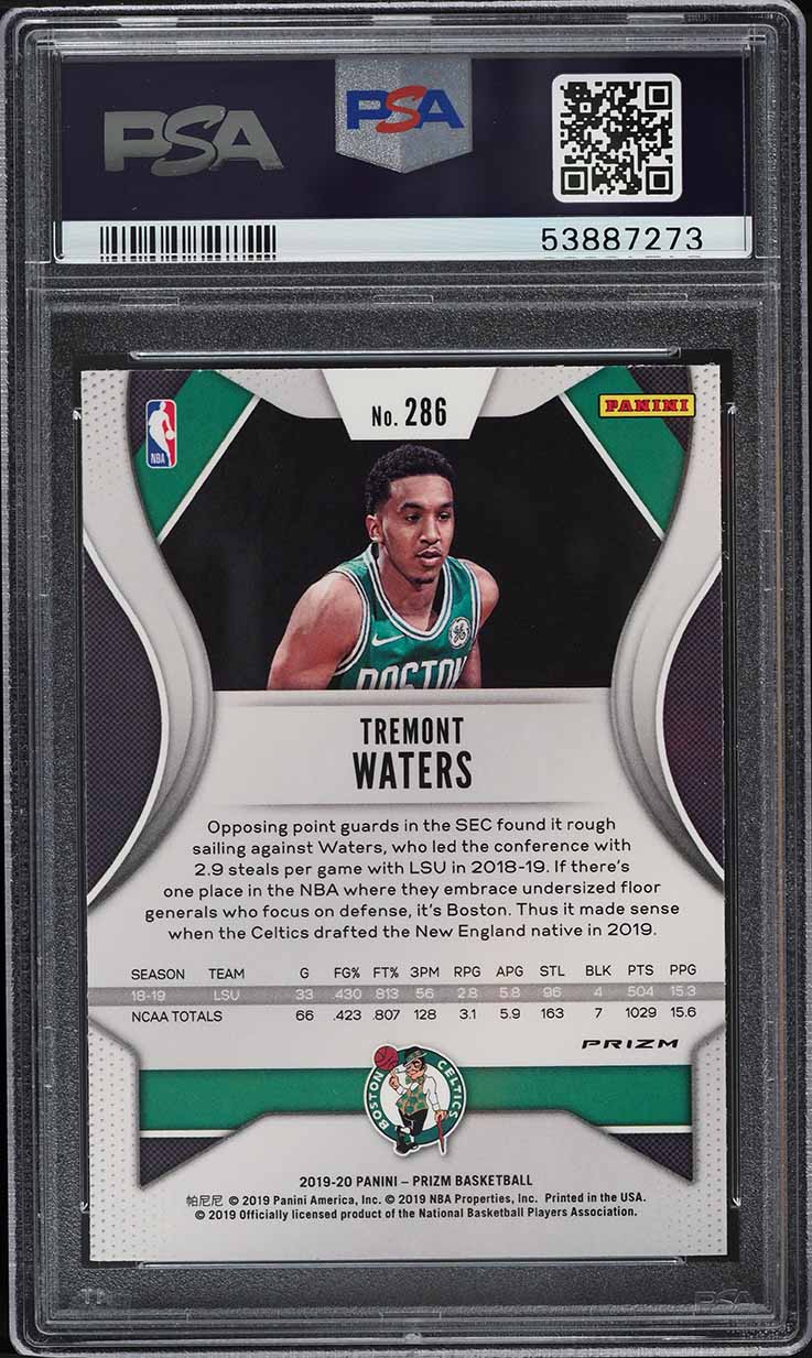 2019 Panini Prizm Choice Tiger Stripe Tremont Waters ROOKIE #286 PSA 10 GEM MINT