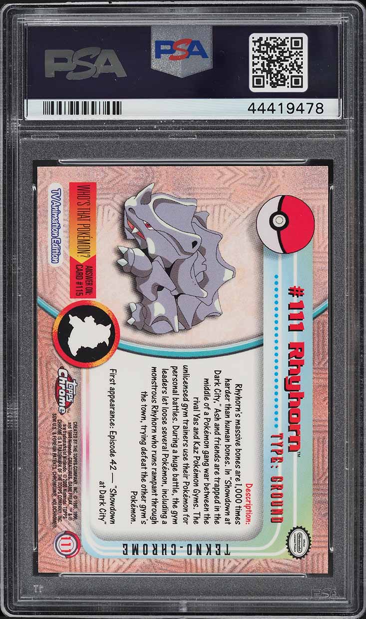 2000 Topps Chrome Pokemon Series 2 Tekno Rhyhorn #111 PSA 10 GEM MINT