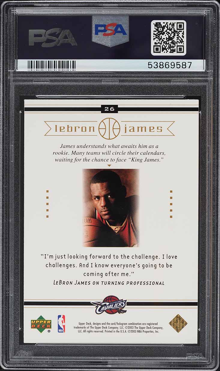 2003 Upper Deck Box Set LeBron James ROOKIE RC #26 PSA 9 MINT on