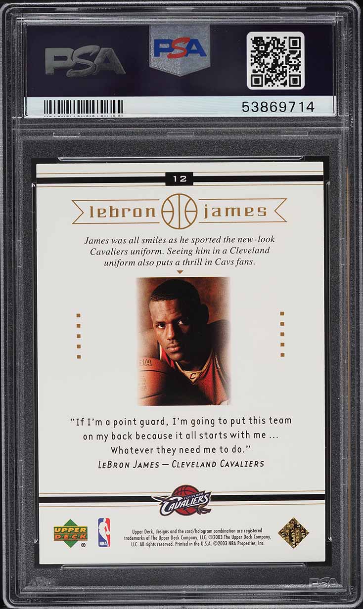 2003 Upper Deck Box Set LeBron James ROOKIE RC #12 PSA 10 GEM MINT