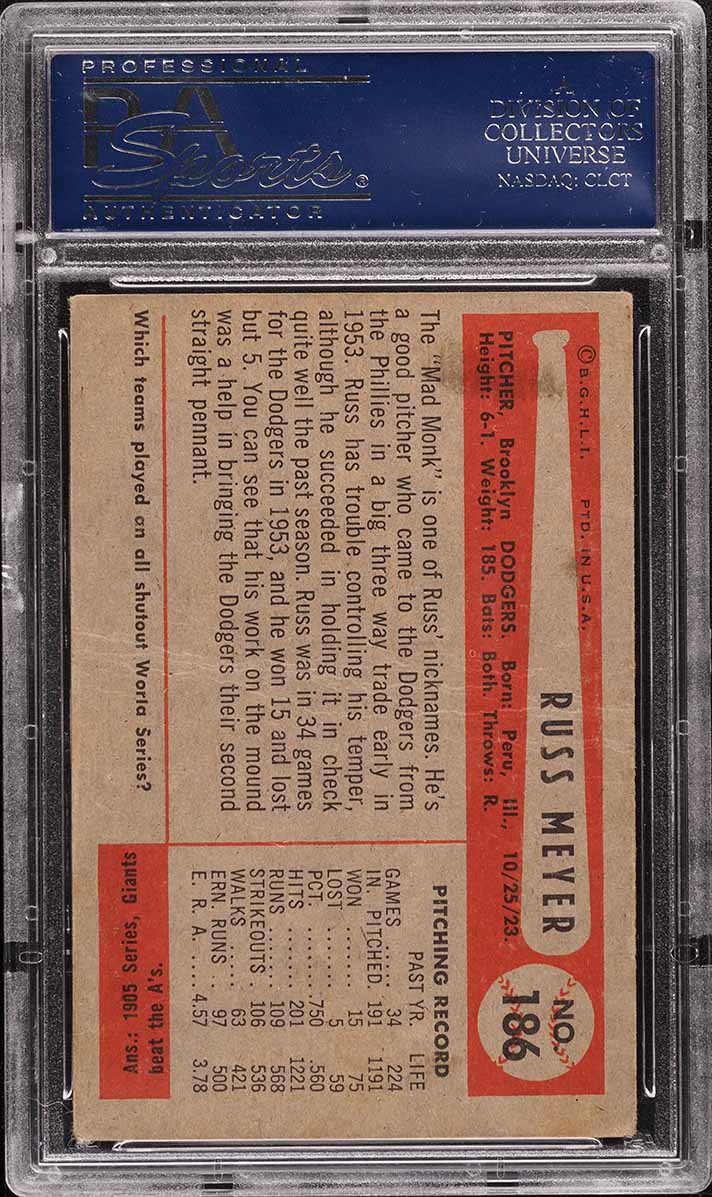 1954 Bowman Russell Meyer #186 PSA 2 GD