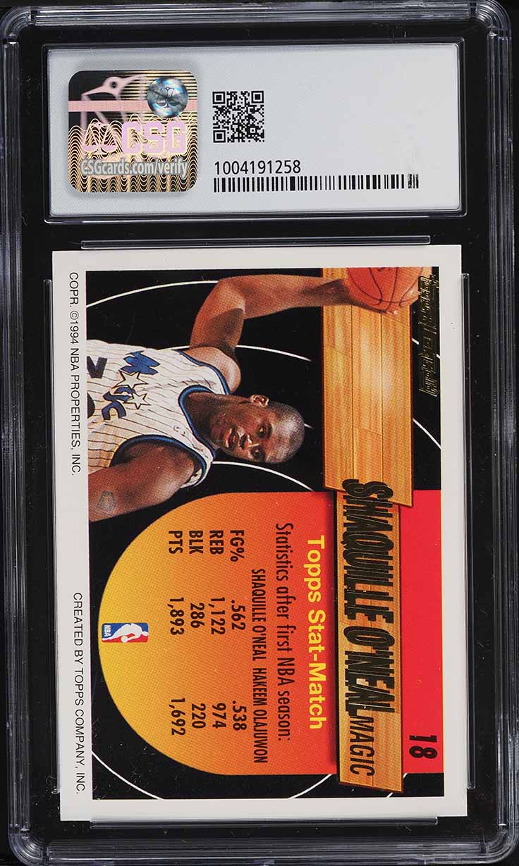 1993 Topps Black Gold Shaquille O'Neal #18 CSG 8.5 NM-MT+