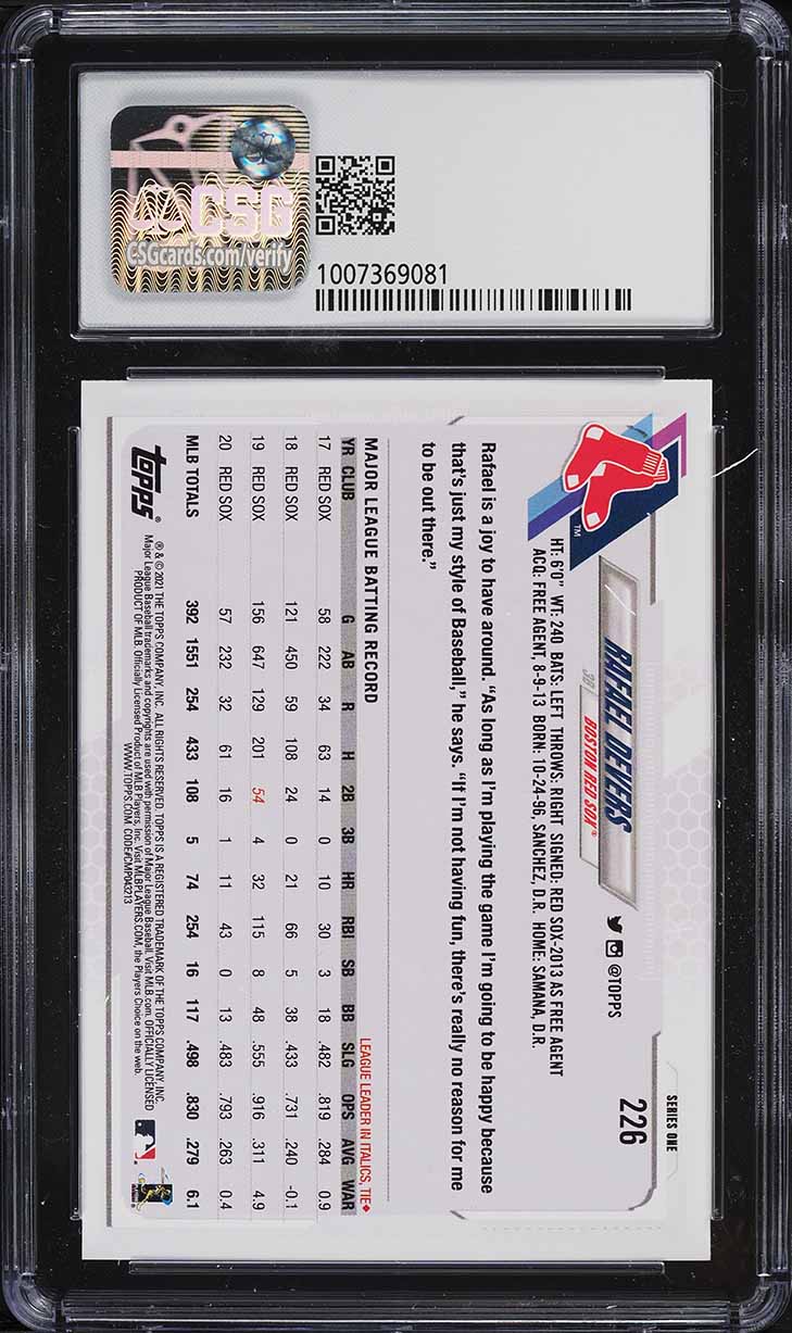 2021 Topps Rafael Devers #226 CSG 9.5 GEM MINT