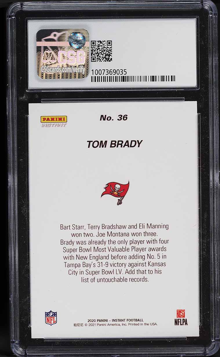 2020 Panini Instant Super Bowl LV Tom Brady #36 CSG 9 MINT