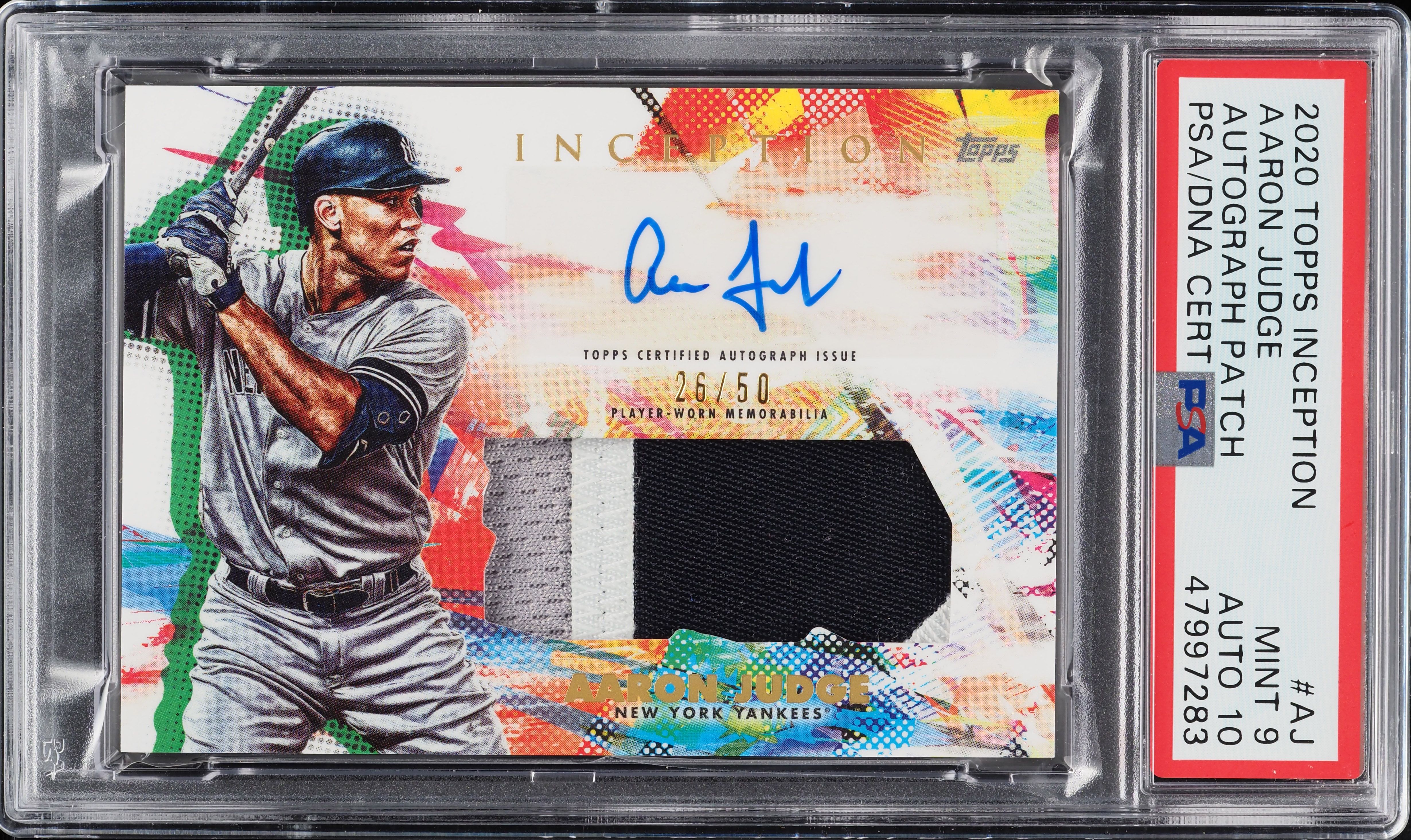 2020 Topps Inception Aaron Judge PATCH PSA/DNA 10 AUTO /50 #AJ PSA