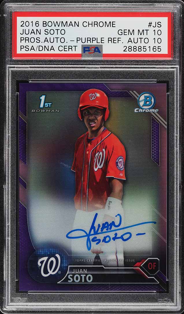 2016 Bowman Chrome Purple Refractor Juan Soto ROOKIE PSA/DNA 10 AUTO /250 PSA 10