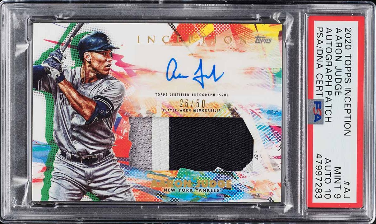 2020 Topps Inception Aaron Judge PATCH PSA/DNA 10 AUTO /50 #AJ PSA
